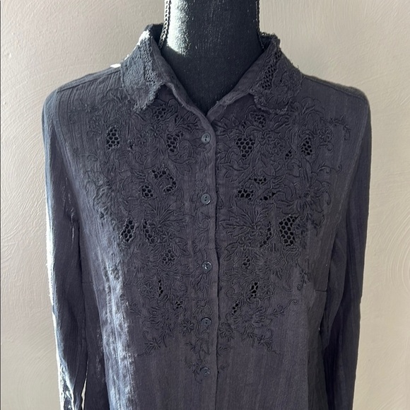 Free People Carter Dobby Embroidered Button Down Top Size S - Picture 4 of 11